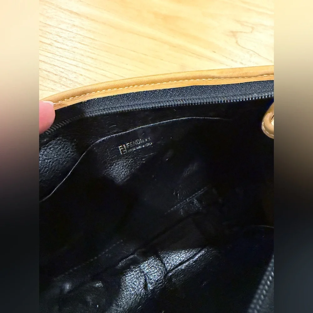 Fendi Brown & Tan Zucca Monogram Zip Clutch - Picture 5 of 8